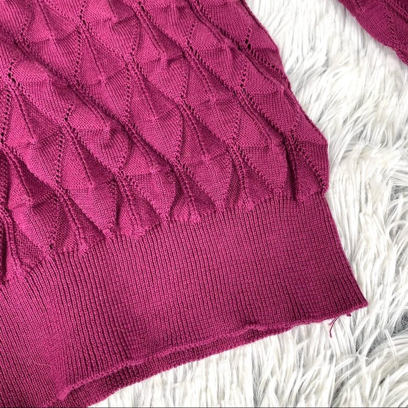 ModCloth Raspberry Looking Lively Open Weave Knit Sweater EUC - Picture 6 of 10